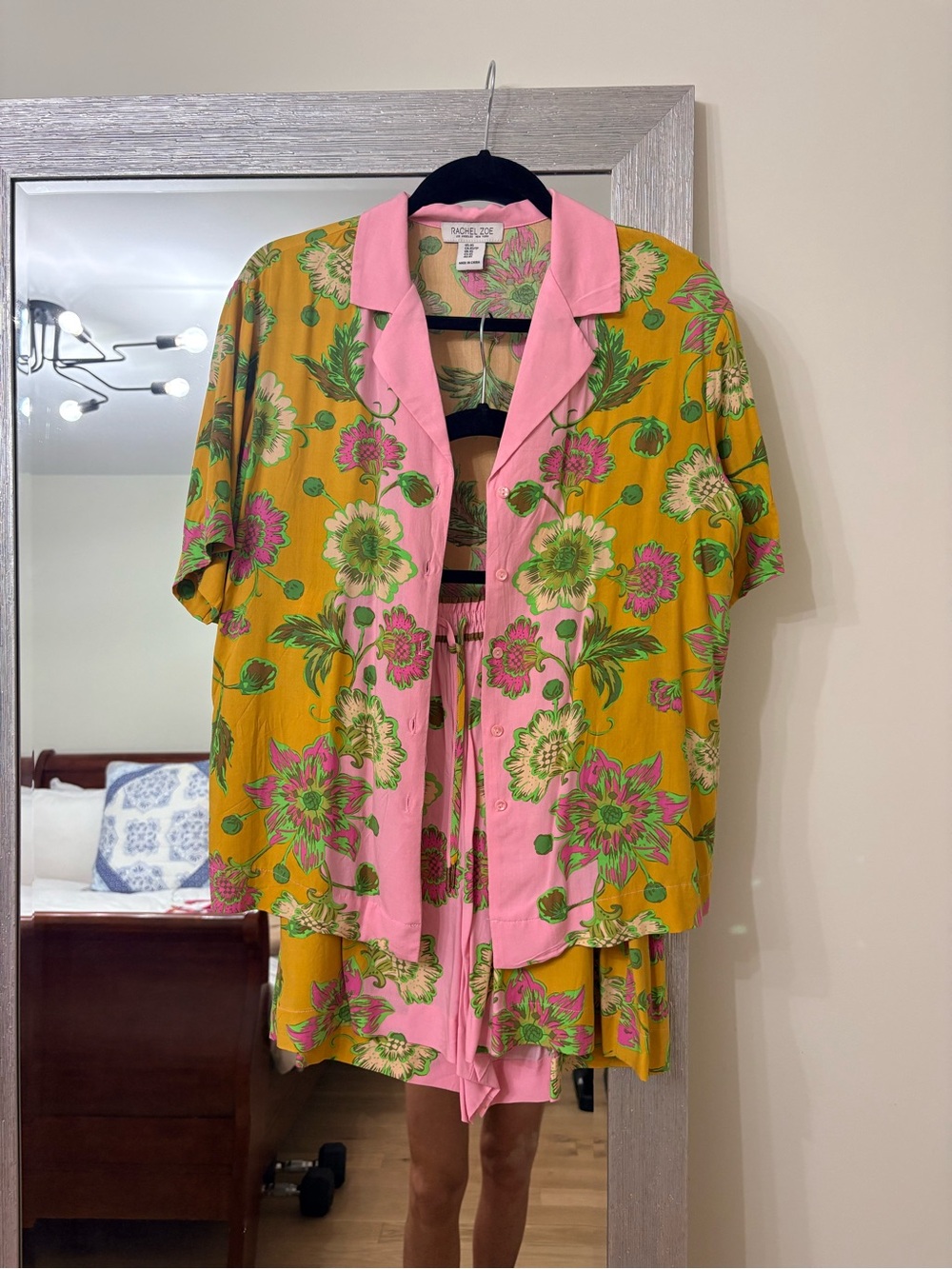 Rachel Zoe Pink Floral Button-Front and Matching Shorts